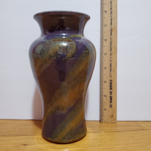 Purple and Yellow Pottery Vase signed St. Myers 2006 - Picture 9 of 11